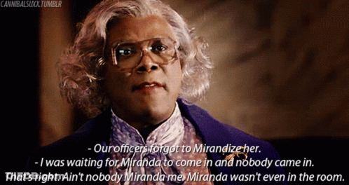 Woman With Glasses And Purple Coat Says Officers Forgot Miranda GIF