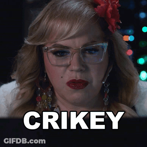 Woman With Glasses And Red Lipstick Says Crikey GIF