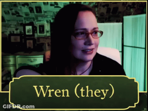 Woman With Glasses And Wren (They) GIF
