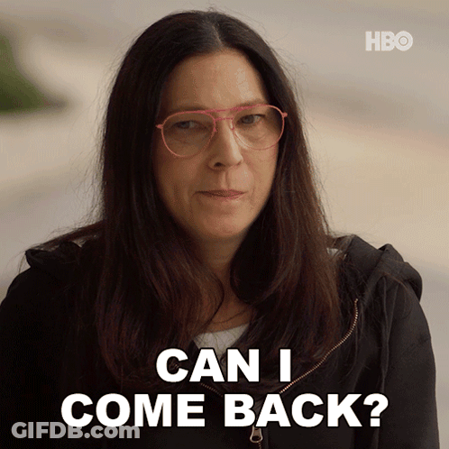 Woman With Glasses Black Jacket Says Can I Come Back GIF