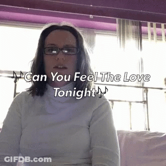 Woman With Glasses Can You Feel The Love Tonight GIF