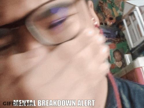 Woman With Glasses Covering Face Mental Breakdown Alert GIF