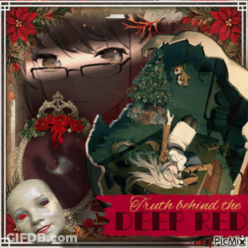 Woman With Glasses In Deep Red Poster GIF