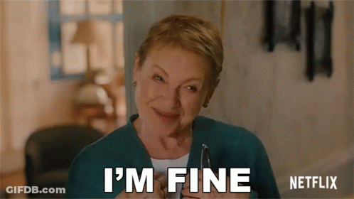 Woman With Glasses Saying Im Fine GIF