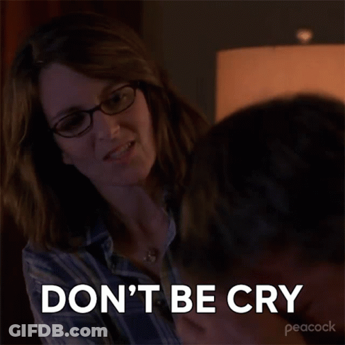 Woman With Glasses Says Don't Be Cry To Man GIF