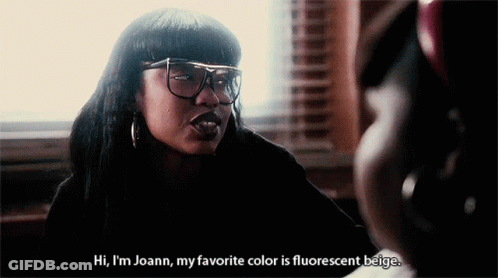 Woman With Glasses Says Hi I'm Joann Fluorescent Beige GIF