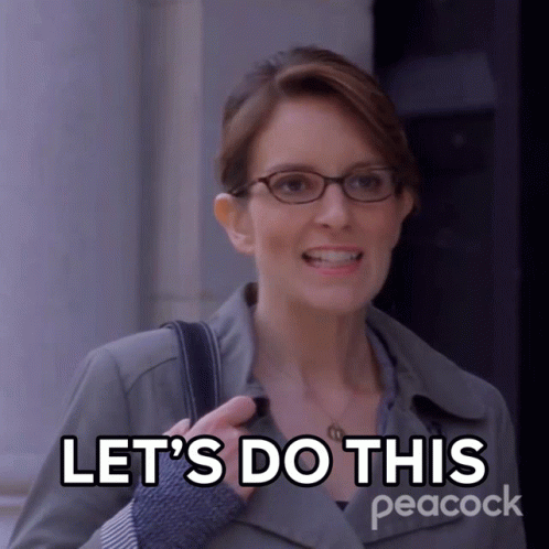 Woman With Glasses Says Let's Do This Peacock GIF