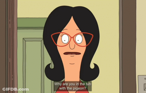 Woman With Glasses Says Why Are You In The Tub With The Pigeon GIF