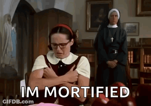 Woman With Glasses Sitting With Two Nuns GIF