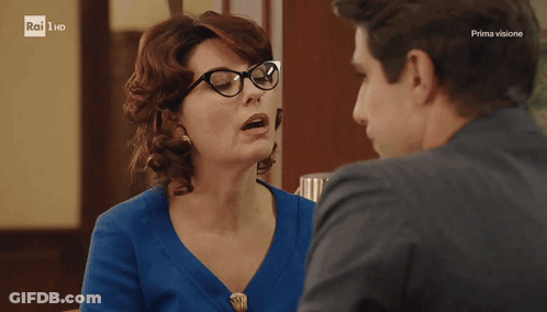 Woman With Glasses Talking To Man Rai HD GIF
