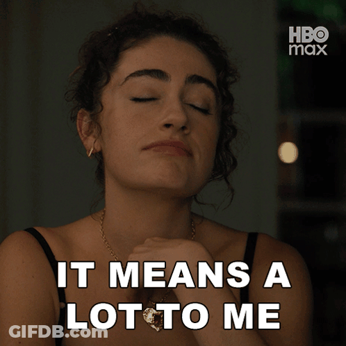 Woman With Gold Necklace Saying It Means A Lot To Me GIF