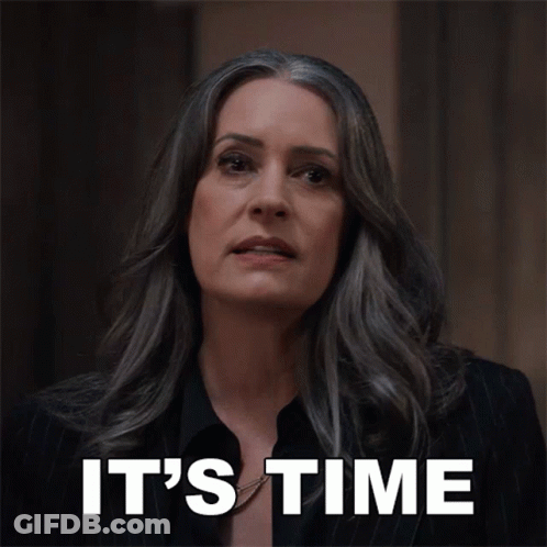 Woman With Gray Hair Saying Time GIF