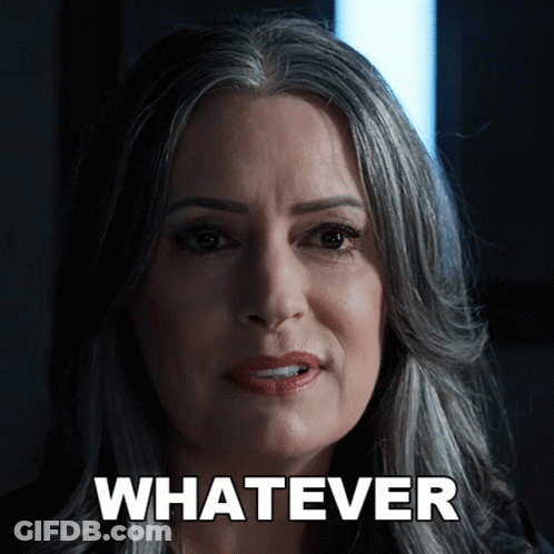 Woman With Gray Hair Saying Whatever GIF