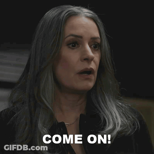 Woman With Gray Hair Says Come On GIF