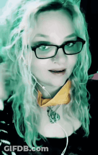 Woman With Green Hair And Glasses GIF