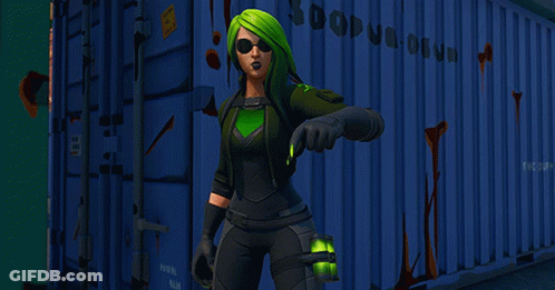 Woman With Green Hair In Front Of Blue Container Saying SDDV GIF