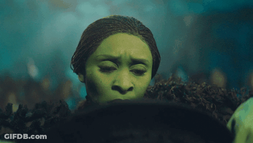 Woman With Green Hair Looking Down GIF