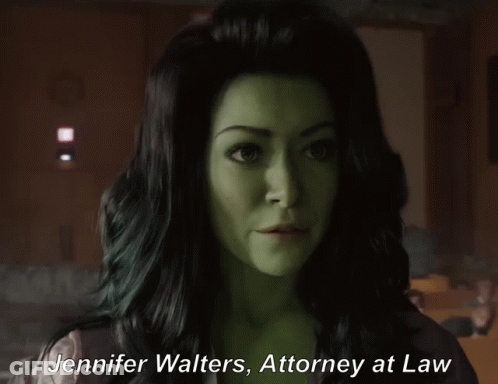 Woman With Green Hair Talking About Jennifer Walters GIF