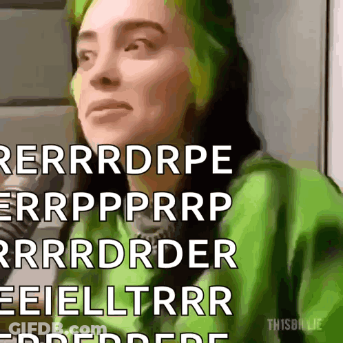 Woman With Green Hair Talking Into Microphone GIF