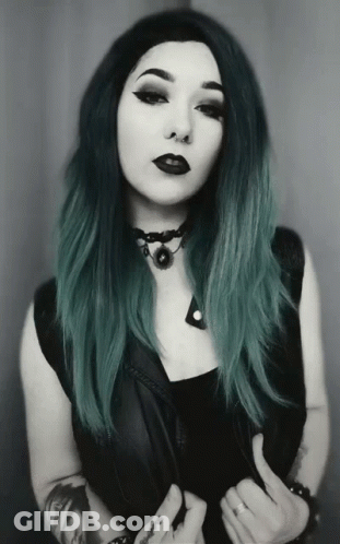 Woman With Green Hair Wearing Choker GIF