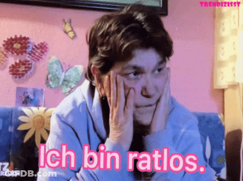 Woman With Hands On Face Saying Ich Bin Ratlos GIF