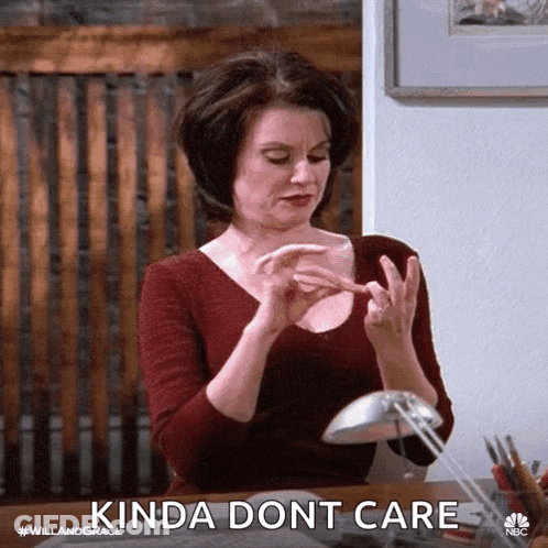 Woman With Hands On Face Saying Kinda Dont Care GIF