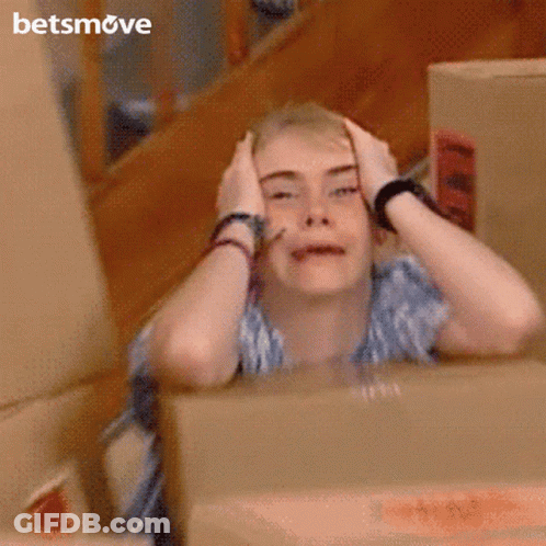 Woman With Hands On Head And Betsmove Logo GIF