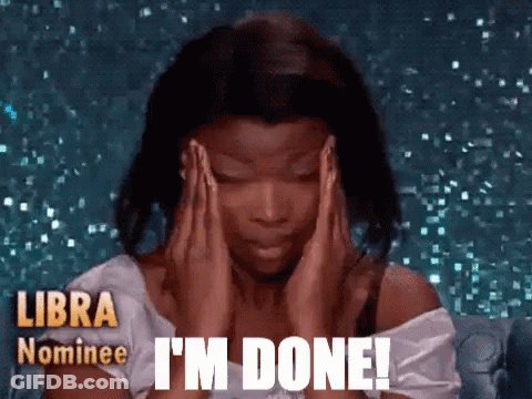 Woman With Hands On Head Saying Im Done GIF