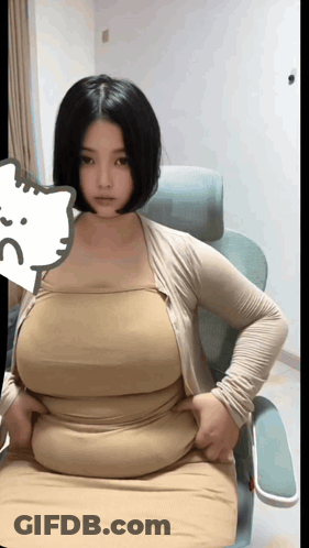 Woman With Hands On Hips And Hello Kitty Sticker GIF