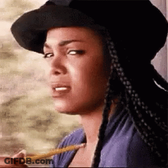 Woman With Hat And Braids Holding Pencil GIF