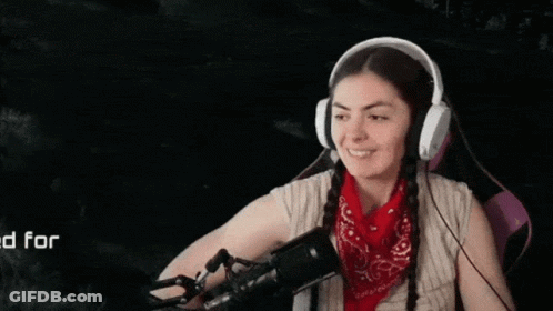 Woman With Headphones And Bandana Playing Guitar GIF