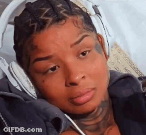 Woman With Headphones And Face Tattoo GIF