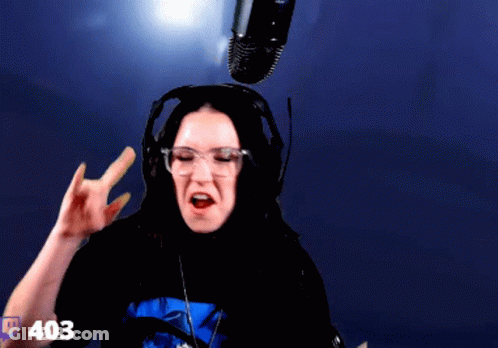Woman With Headphones And Glasses Giving Middle Finger At Microphone 403 GIF
