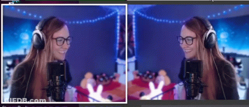 Woman With Headphones And Glasses Playing Video Game GIF