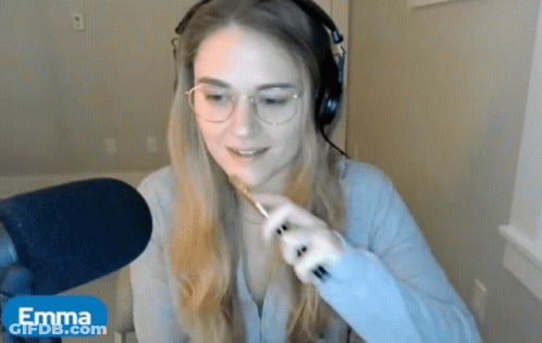 Woman With Headphones And Microphone Named Emma GIF