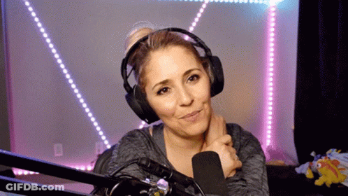 Woman With Headphones And Microphone Smiling GIF