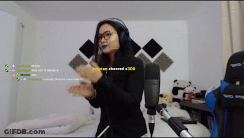 Woman With Headphones At Microphone Nightan Cheered X300 GIF