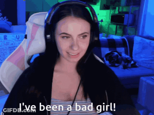 Woman With Headphones Saying I've Been A Bad Girl GIF