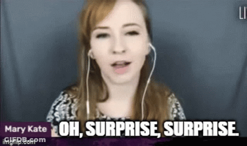 Woman With Headphones Saying Oh Surprise Surprise GIF
