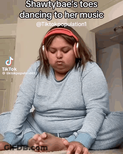 Woman With Headphones Saying Shawtybae's Toes Dancing GIF