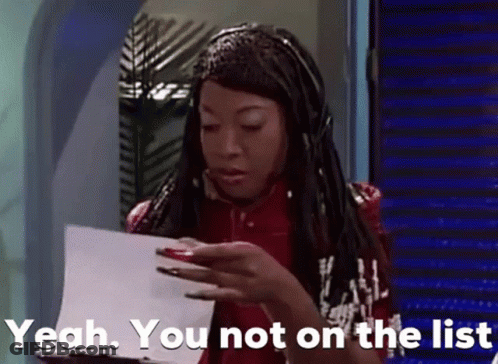 Woman With Headphones Saying You Not On The List GIF