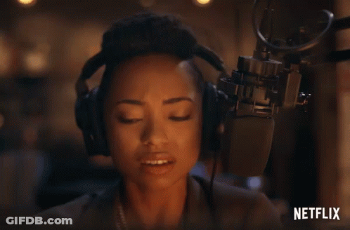 Woman With Headphones Speaking Into Microphone Netflix GIF