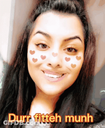 Woman With Heart Face And Durr Fitteh Munh GIF