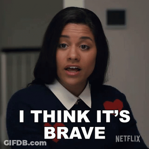 Woman With Heart Sweater Says I Think It's Brave Netflix GIF