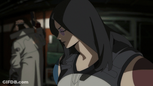 Woman With Hood Looking Down GIF
