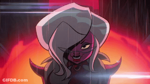 Woman With Horns And Hood GIF