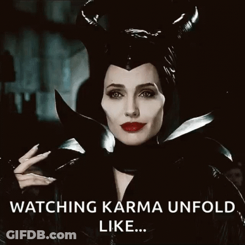 Woman With Horns Watching Karma Unfold Like GIF