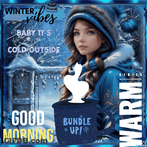 Woman With Hot Chocolate Winter Vibes Baby It's Cold Outside GIF