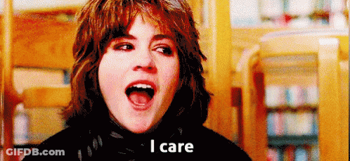 Woman With I Care Text GIF