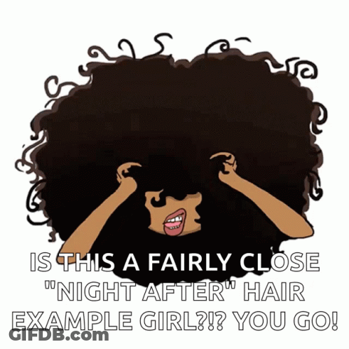 Woman With Large Afro Says Is This A Fairly Close Night After Hair Example Girl GIF